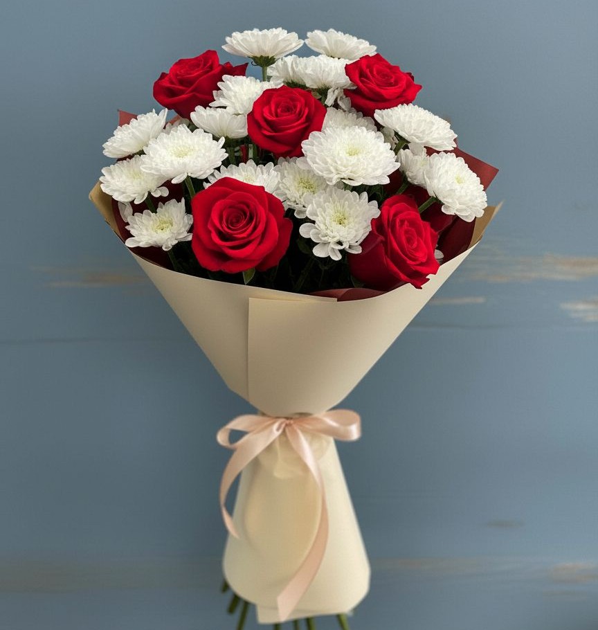 Букет цветов из: Розы и Хризантемы в Волховце 