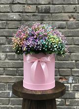Цветочная композиция из Гипсофила и Розы в шляпной коробке #REPLACE_PRED# Волховце 
