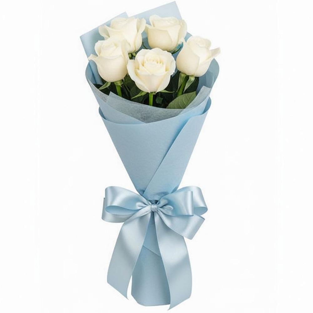 Букет 5 Белых роз Проуд в Волховце 
