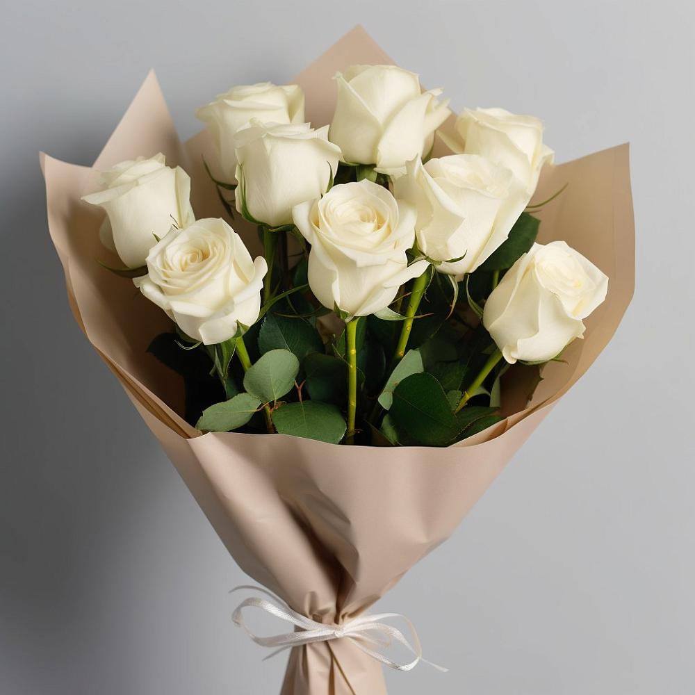 Букет 9 Белых роз Эдлесс Лав в Волховце 