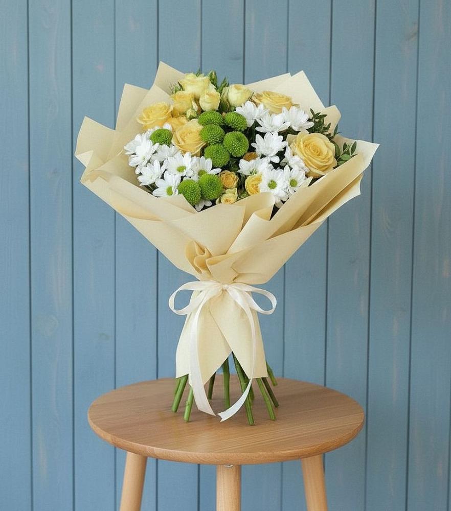 Букет цветов из: Хризантемы и Розы в Волховце 