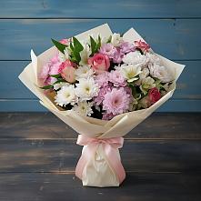 Букет цветов из:  Хризантемы, Альстромерии и Розы в Волховце 