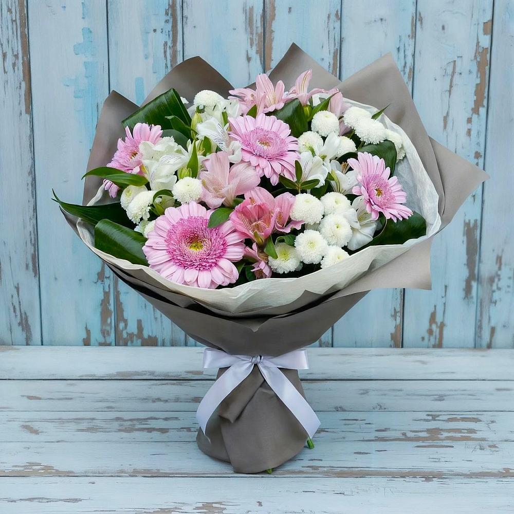 Букет цветов из: Герберы, Альстромерии и Хризантемы в Волховце 