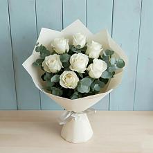Букет Белые розы в Эвкалипте #REPLACE_PRED# Волховце 